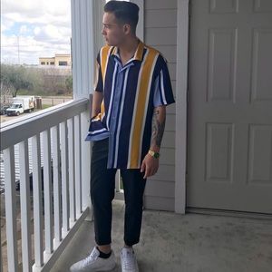 Zara men stripes short sleeve M relaxed fit shirt